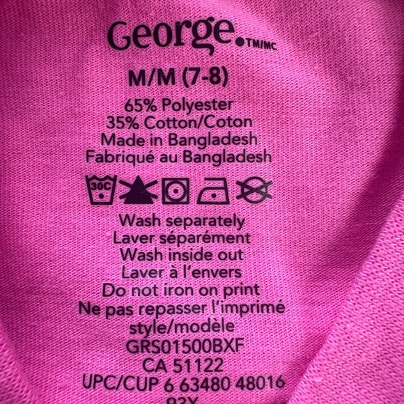 George Kids  Anti Bullying Pink Shirt Size 7/8 - Picture 4 of 4